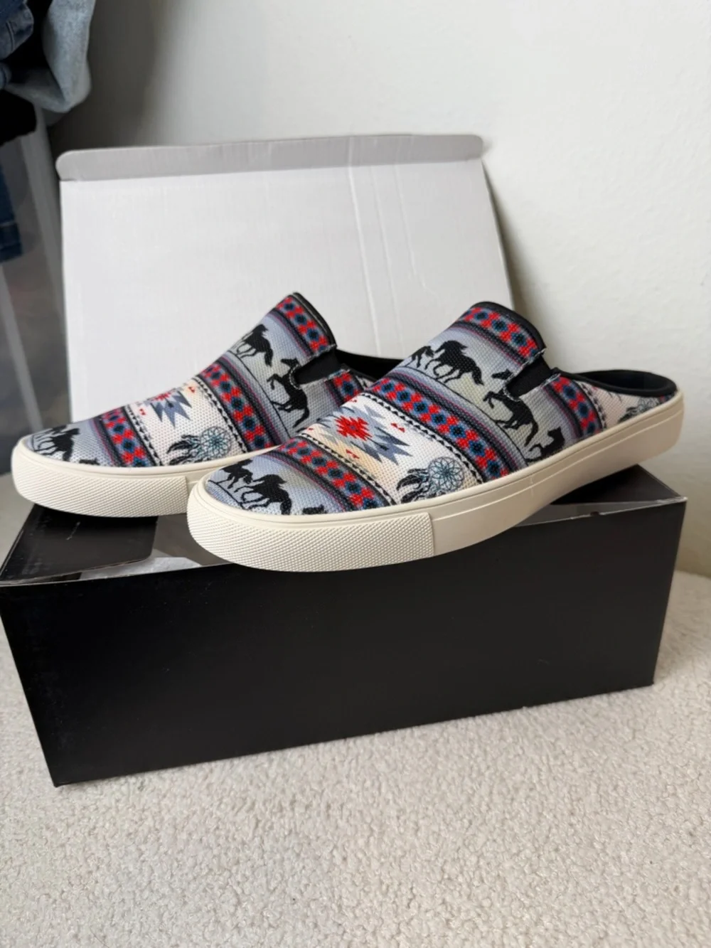Montana West Slip-On Sneakers in Black, Red, Gray, and Cream Pony NIB - Picture 4 of 10